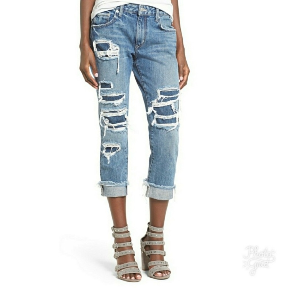 Lovers + friends ripped cropped jeans